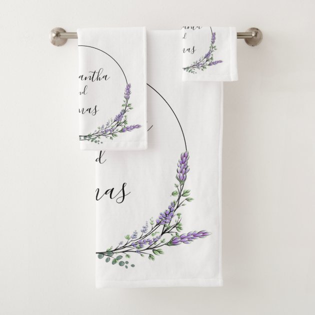 Lavender Face Towel Set of 2 Iris Purple Hope Flowers Hand Towel Dish Towels Cotton Bath Decor Set for Kids 30x15 inch Gym Yoga Towels for White Elephant Gift 